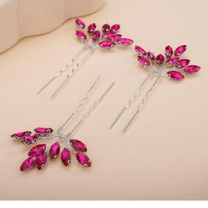 Teyglen 3pcs Bridal Crystal Hair Pins Rhinestones Hair Pieces Simple Crystal
